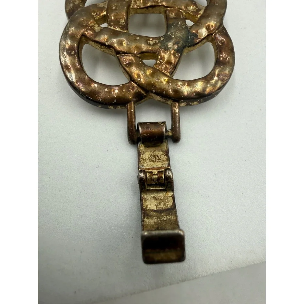 Lia Sophia Vintage Hammered Gold Tone Celtic Knot Link Statement Bracelet 8 Inch